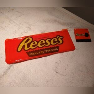 Reese's Peanut Butter Cup Pencil Pouch Case Zip Orange Chocolate NWT